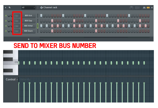 How do you send a pattern to Mixer in FL Studio