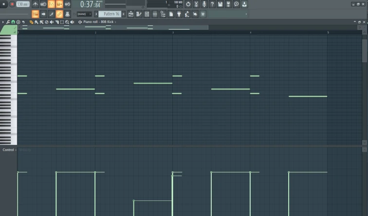 Zoomed out inside the piano roll