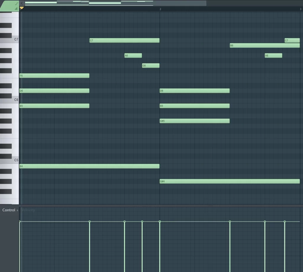 Example of a pattern inside FL Studio