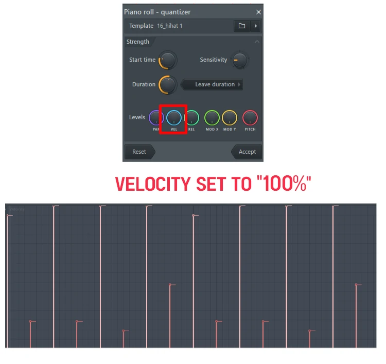Velocity set to 100