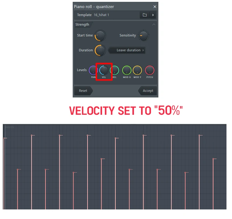 Velocity set to 50 Velocity set to 50