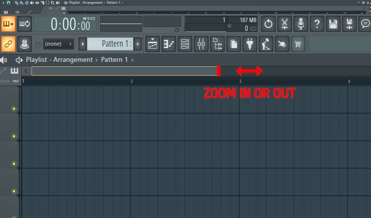 Zoom in or out of FL Studio Playlist